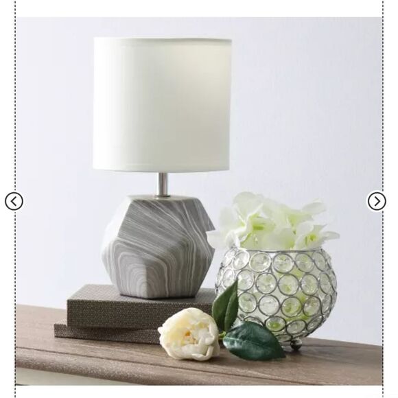 🆕🛋️Round Prism Mini Table Lamp Gray And White Geometric - Picture 2 of 15